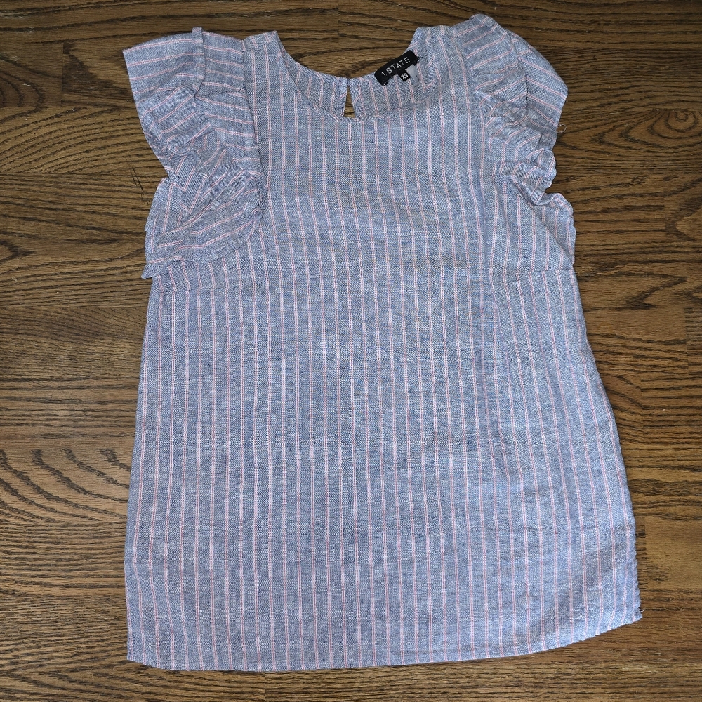 1. State Pink and White Striped Blouse